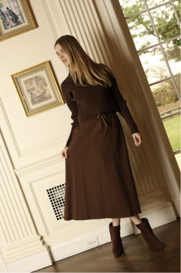 Pull String Maxi Skirt