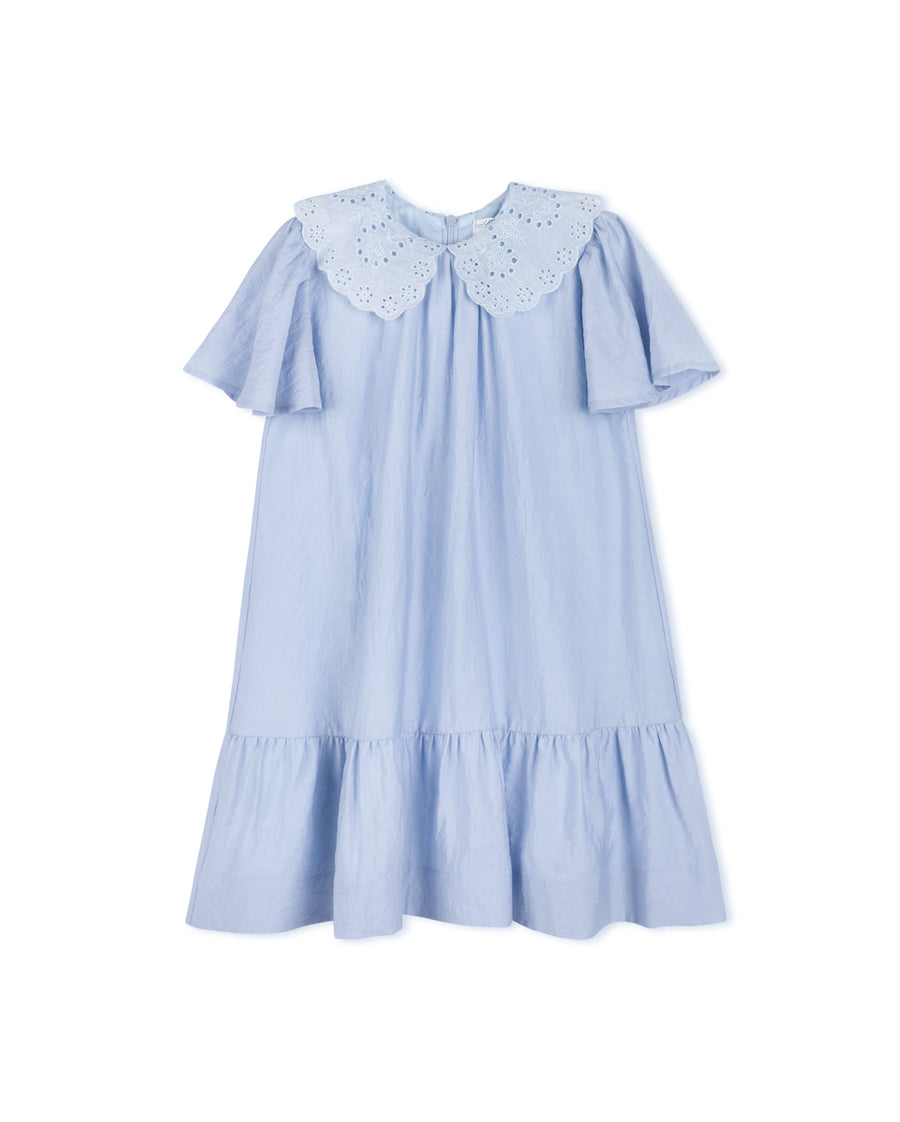 Beck - Linen Swing Lace Collared Dress