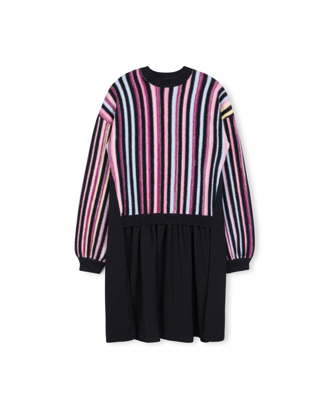 Striped Knit And Flowy Dress