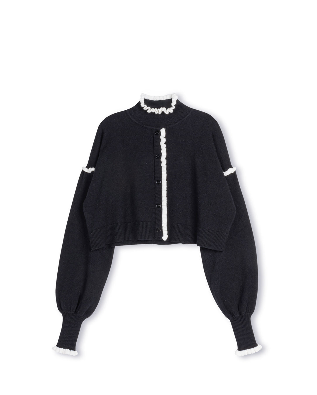 Ruffle Trim Knit And Silk Dress