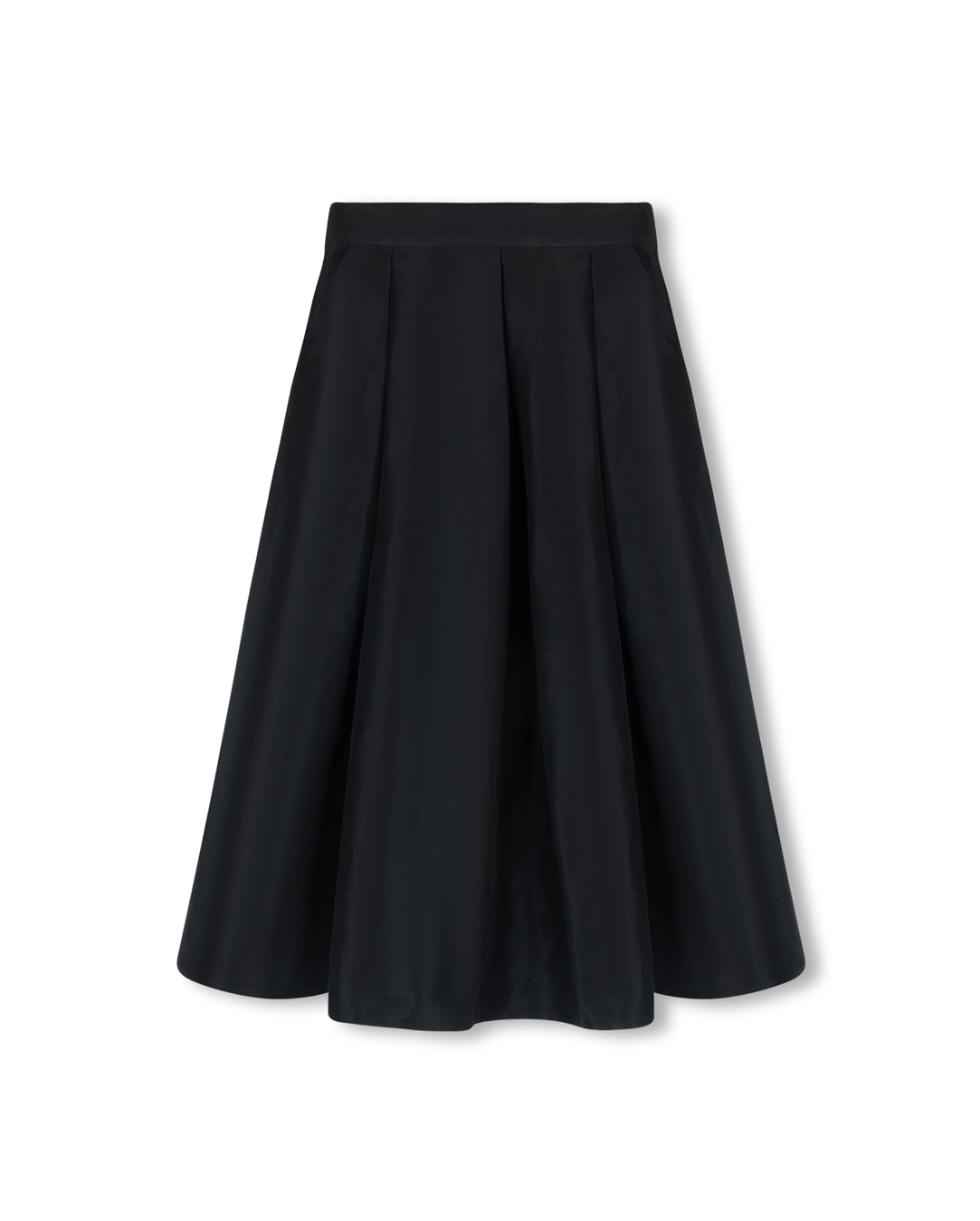 Taffeta Pleated Midi Skirt