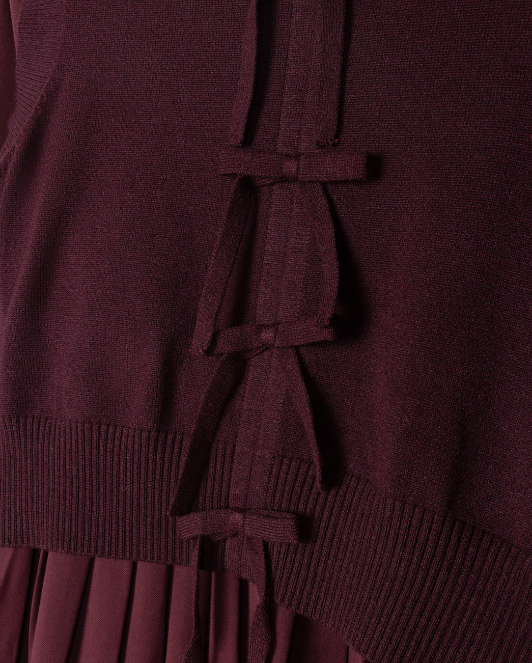 Pleated Dress With Bow Closure Vest