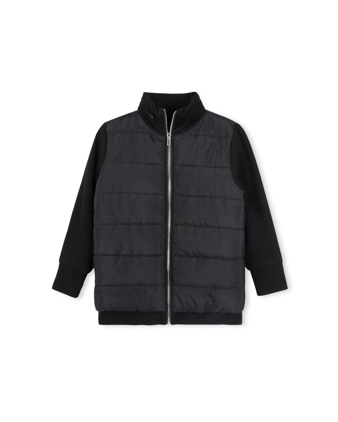 Puffed Front And Knit Sleeves Jacket