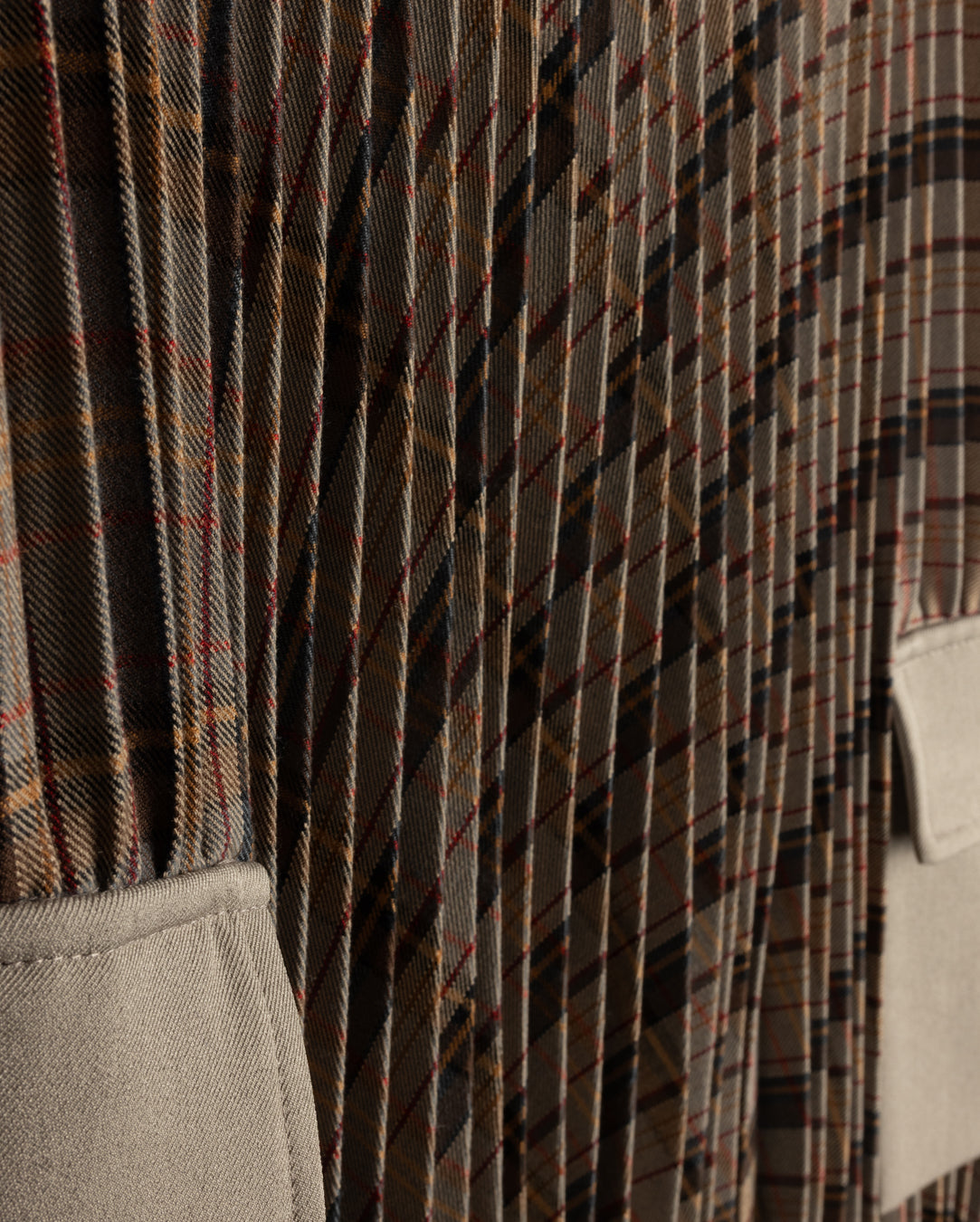 Billard Accordian Pleated Plaid Midi Skirt
