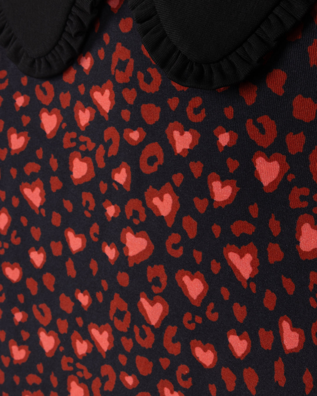 Heart Print Collared T-shirt