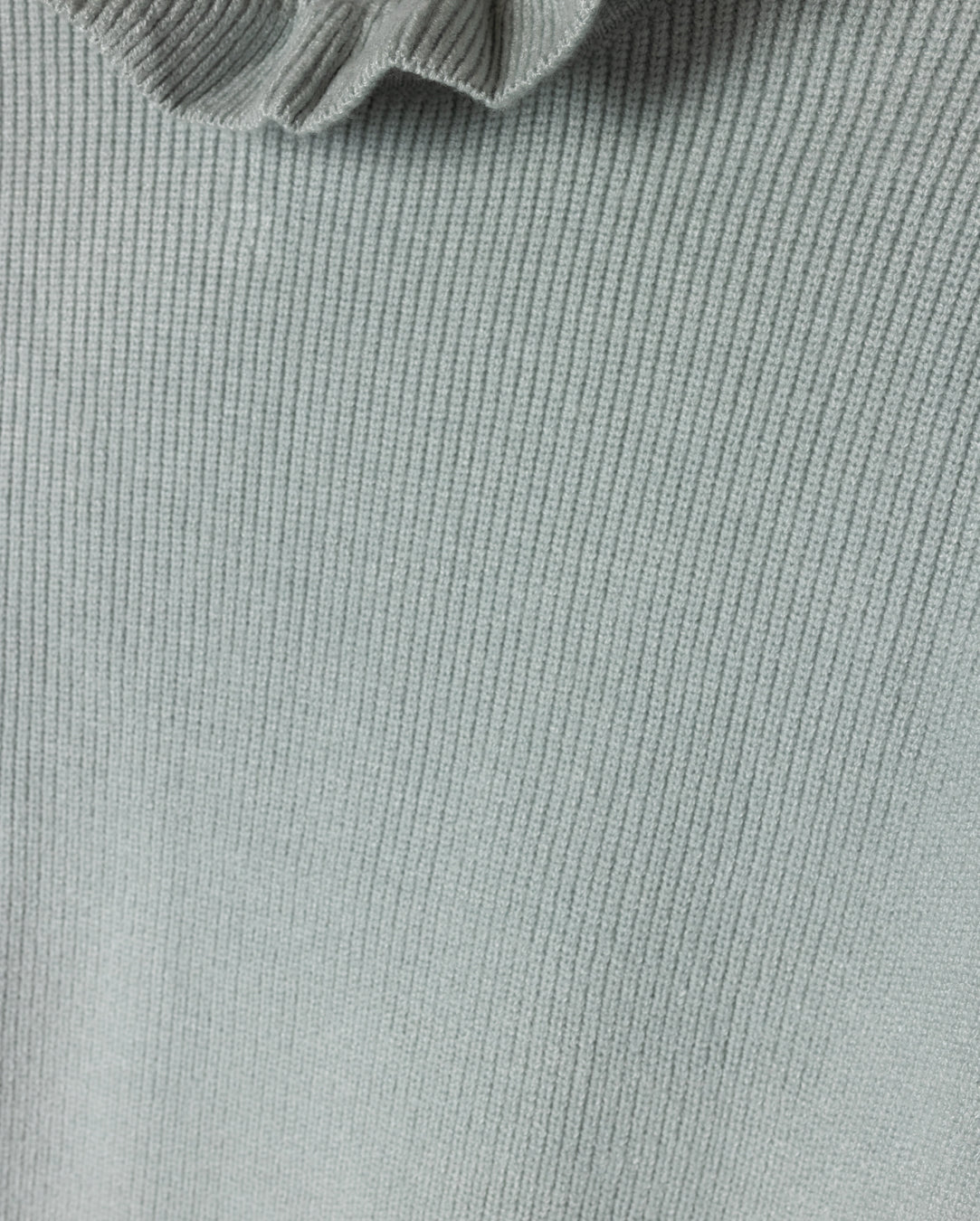 Ribbed Sweater With Ruffle Neck