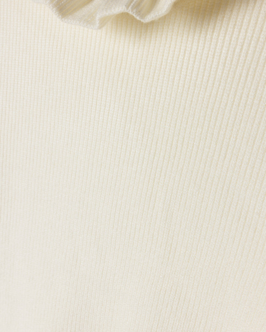 Ribbed Sweater With Ruffle Neck