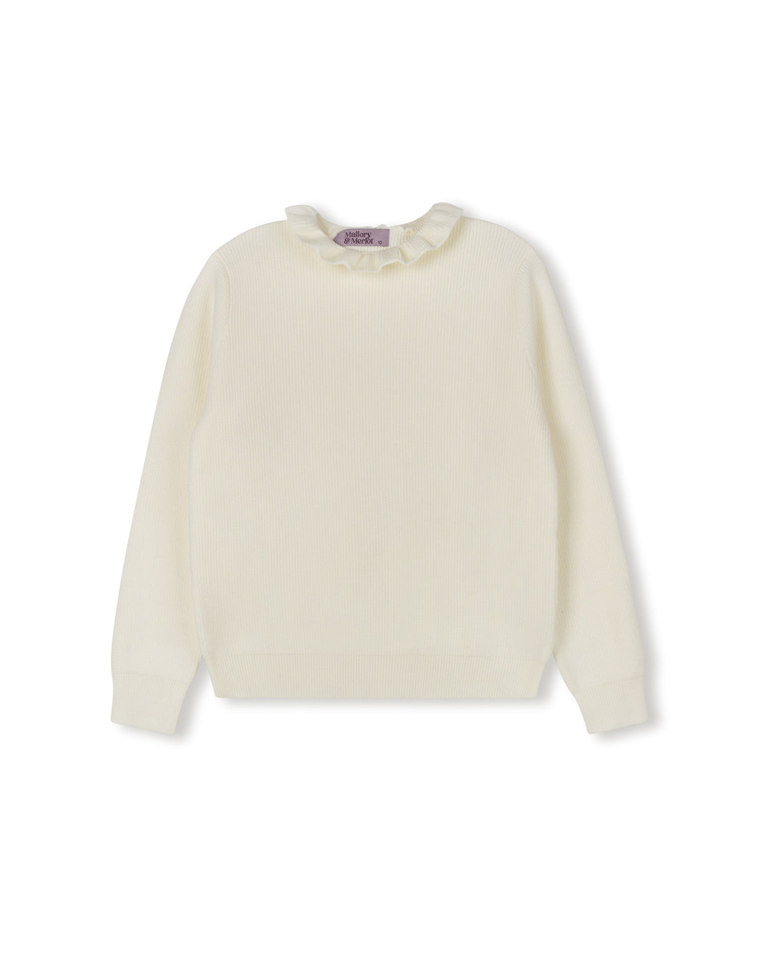 Ribbed Sweater With Ruffle Neck