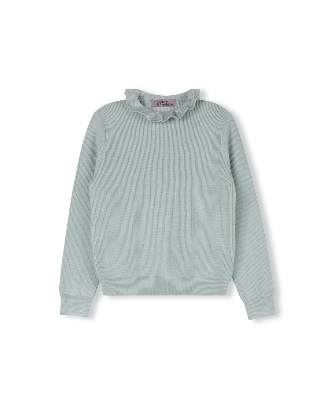 Ribbed Sweater With Ruffle Neck