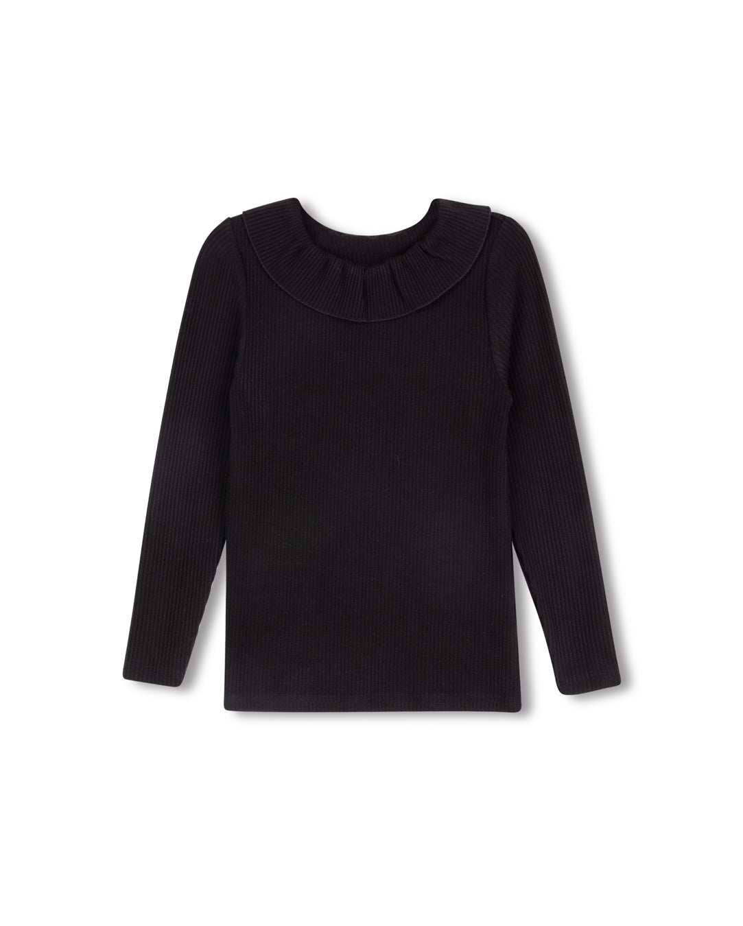 Ruffled Collar Ribbed T-shirt