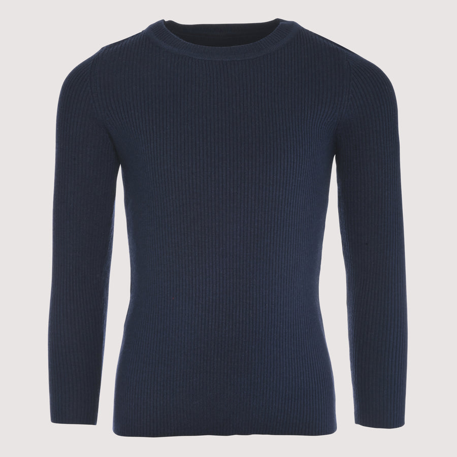 Ribbed Knit Crew Neck Sweater