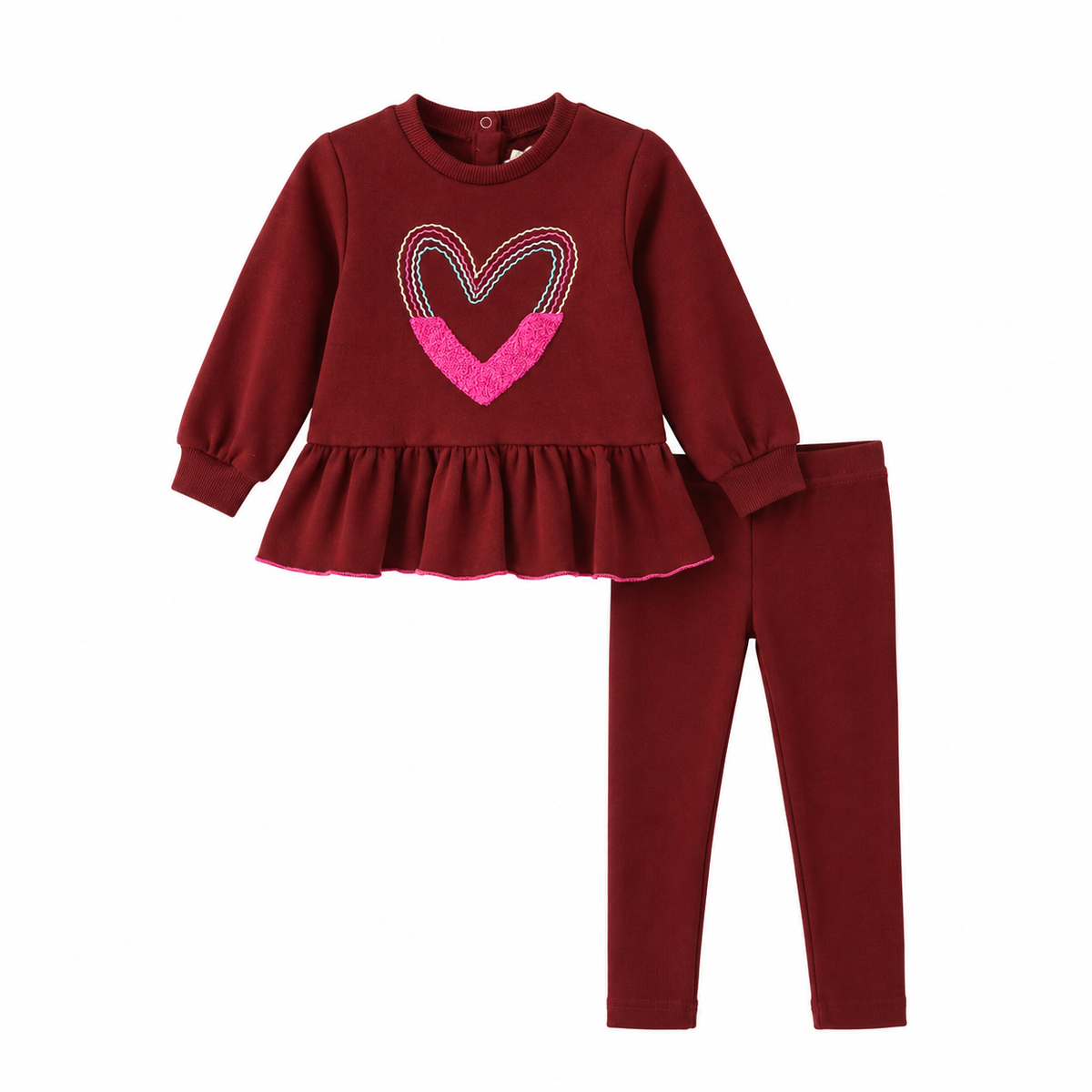 Half Stitched Heart Sweatshirt Set