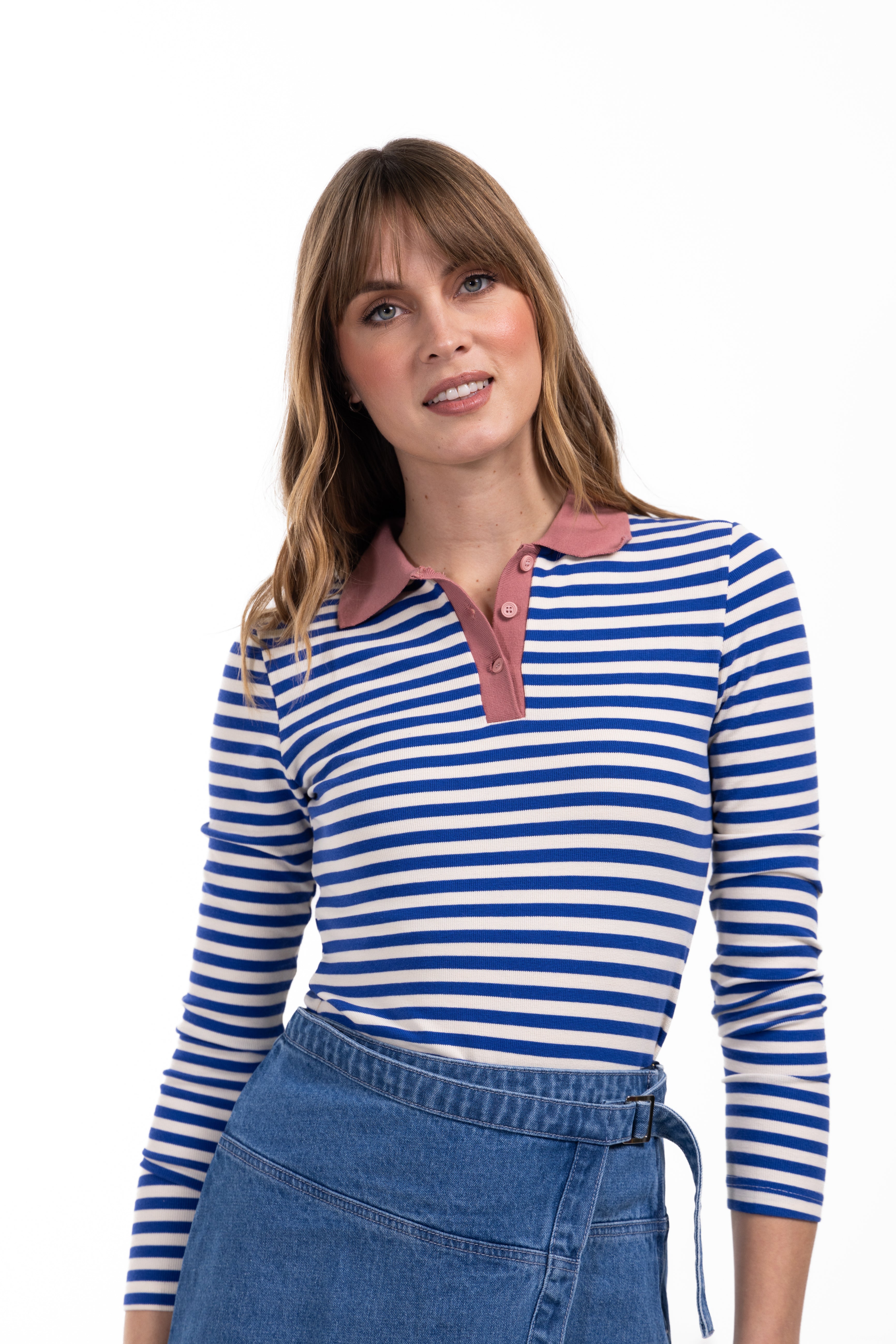 Stripe Henley Polo