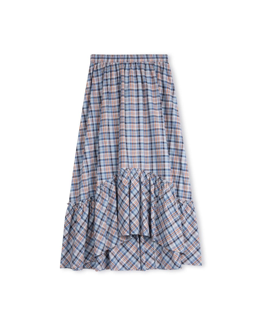 Single Tiered Plaid Long Skirt