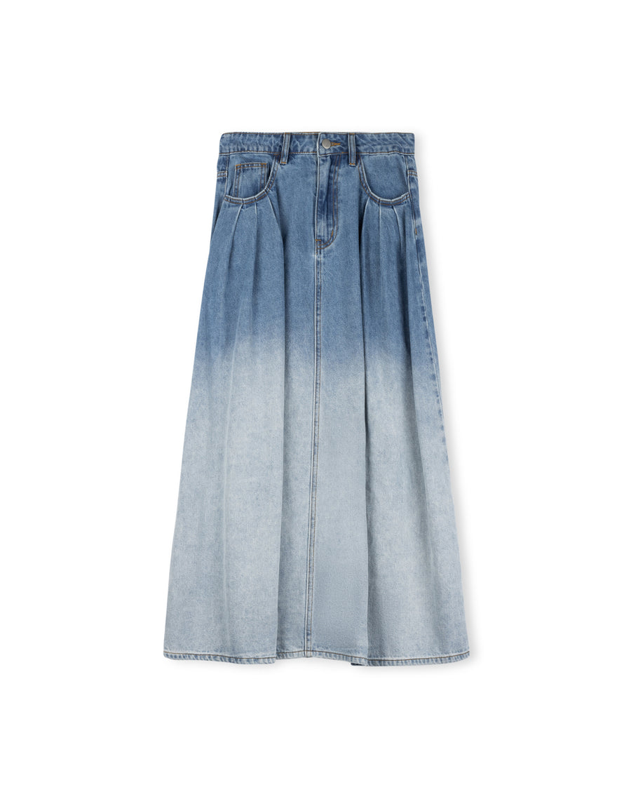 Pocket Shirred Detailed Denim Skirt