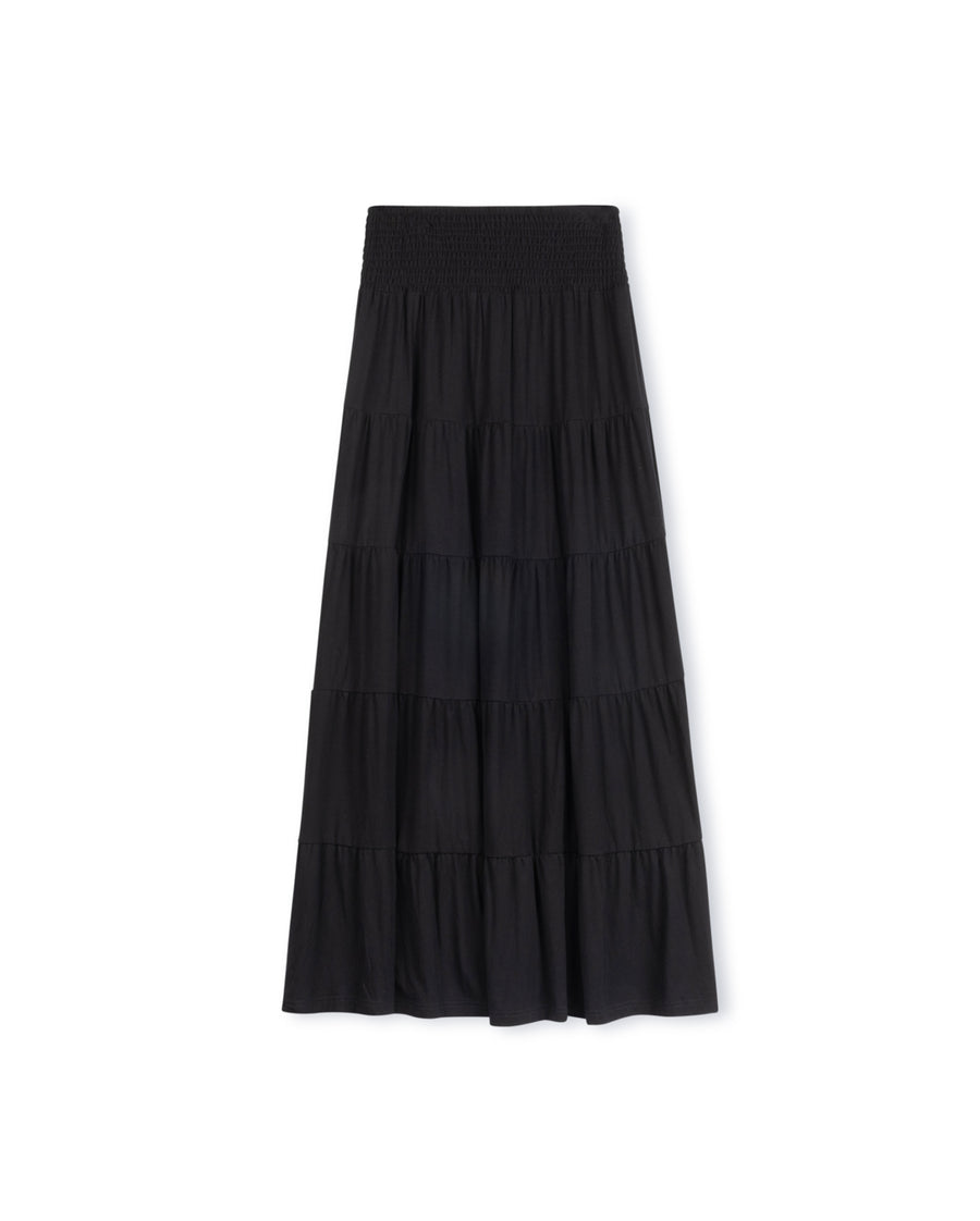 Smocked Waisted Tiered Model Maxi Skirt