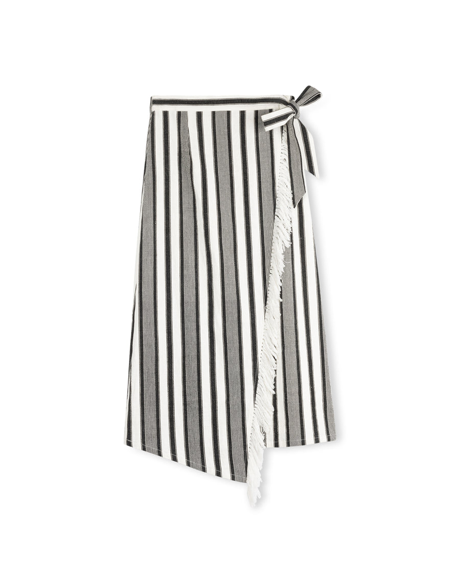 Wrap Stripe Tassel Skirt