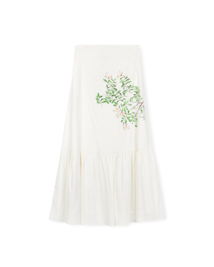 Watt Printed Tiered Shirred Detailed Midi Skirt
