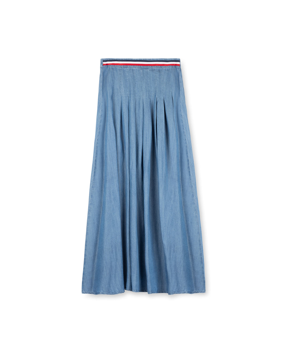 Parq Denim Stripe Waist Skirt