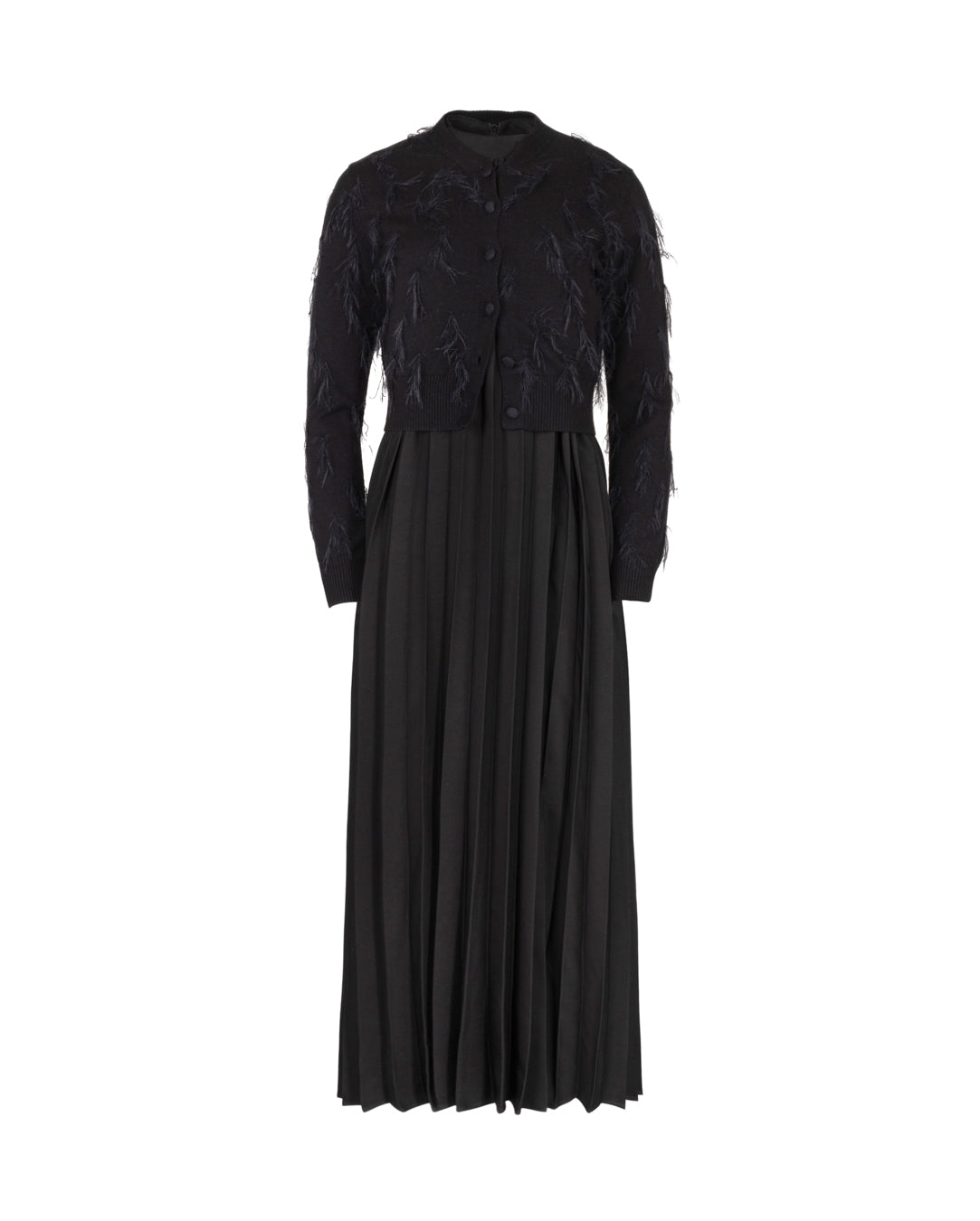 Pleated Flowy Cardiganed Jumper