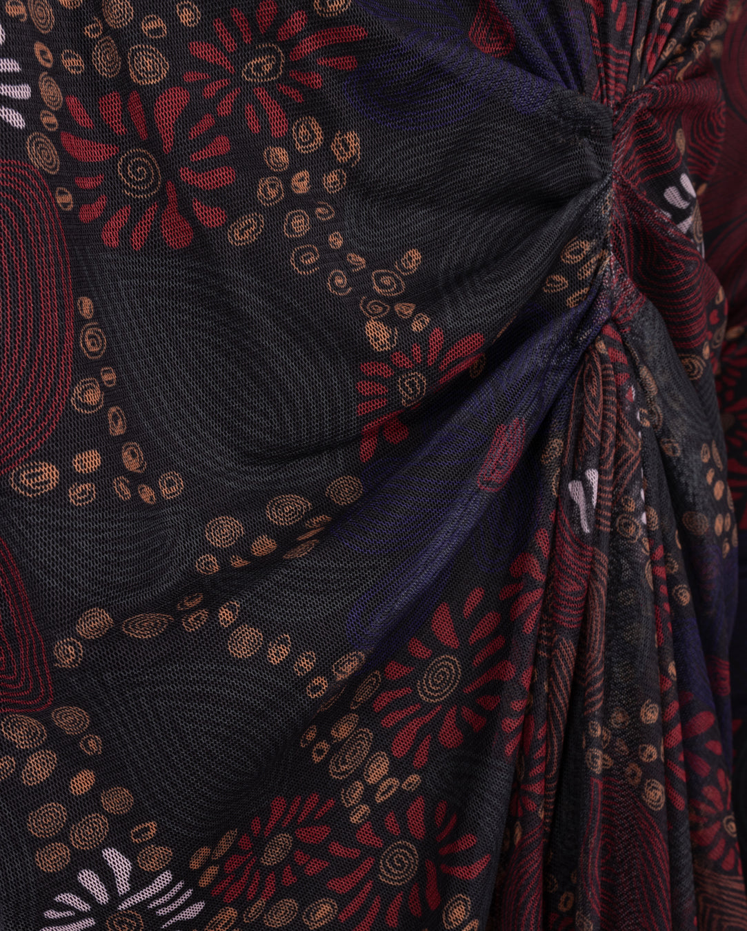Mesh Side Gathered Dress