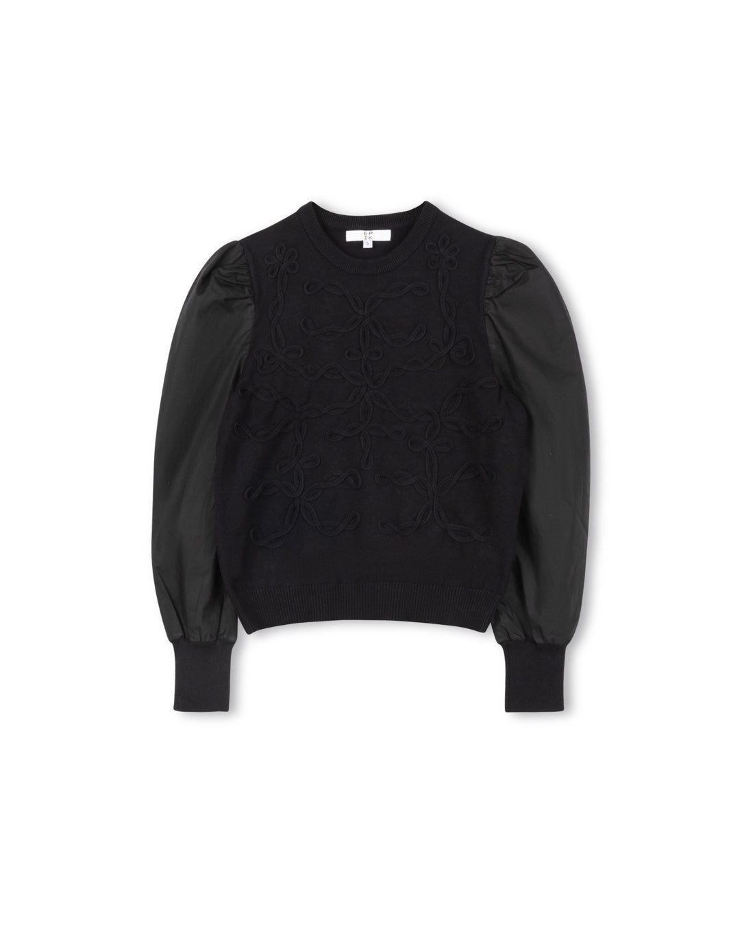 Knit And Poplin Crew Neck