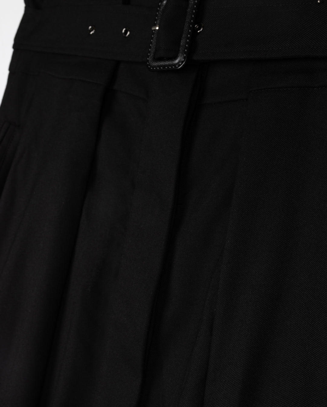 Wide Belt Wool Skirt