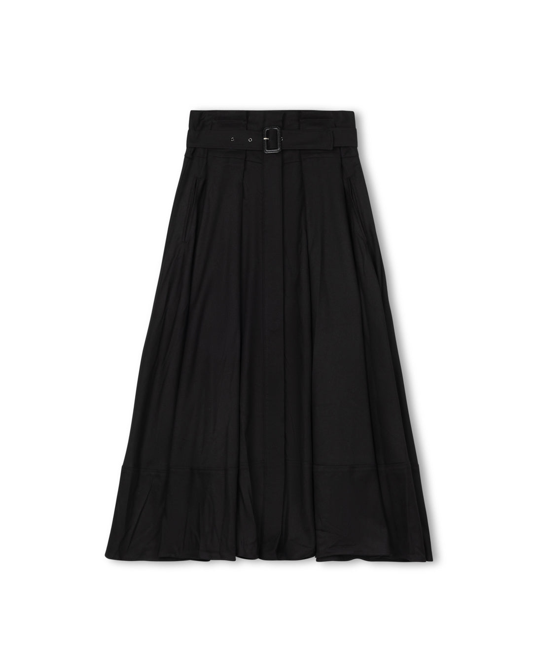 Wide Belt Wool Skirt