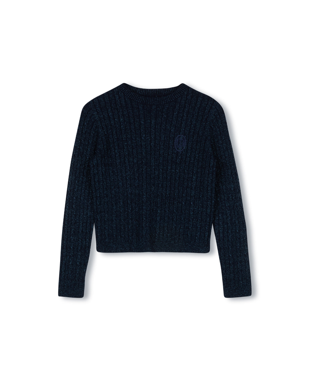 Metallic Cable Knit Crew Neck