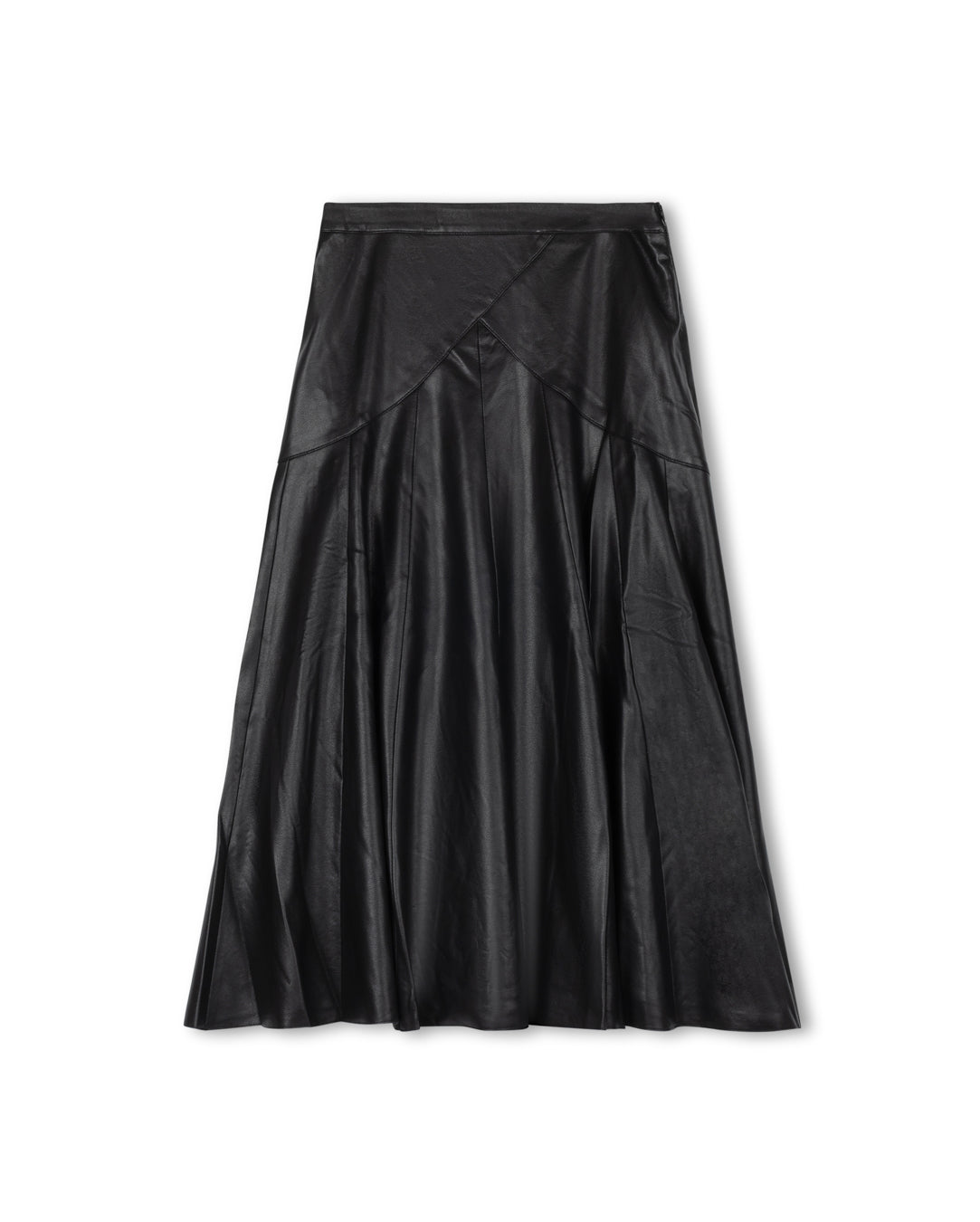 Rounded Cross Over Seam Leather Skirt
