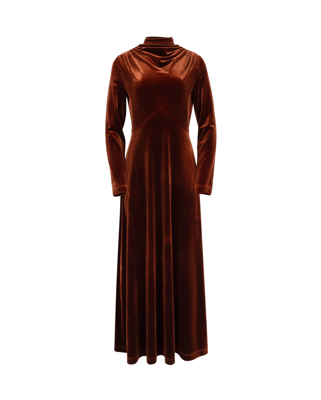 Velour Ruched Neck Detailed Dress