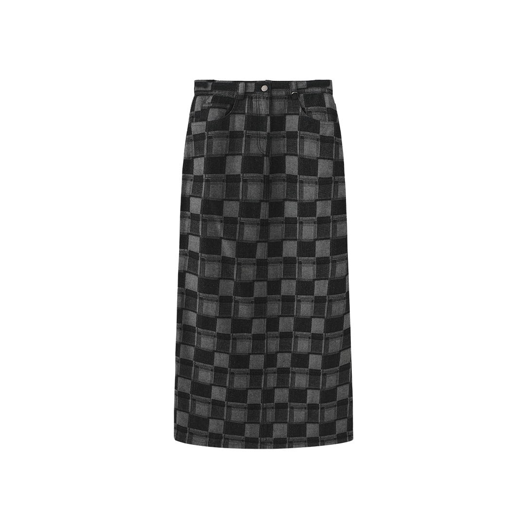 Plaid Fly Straight Skirt