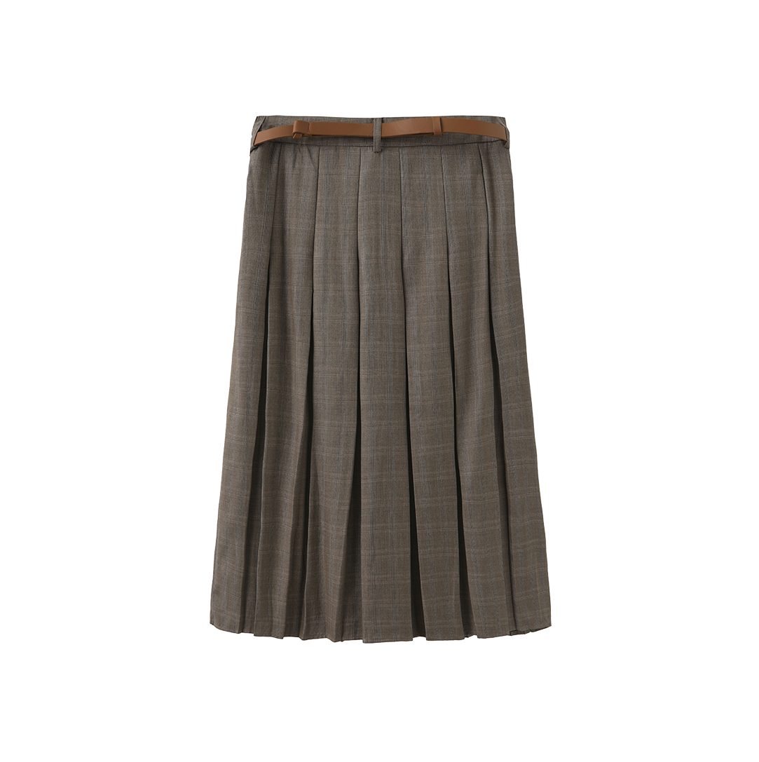 Short Pleated Belted Skirt
