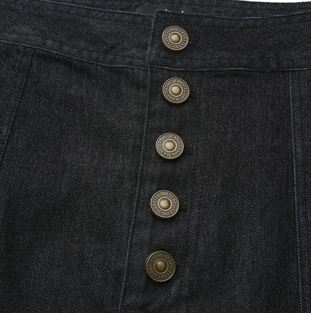 Black Denim Button Skirt