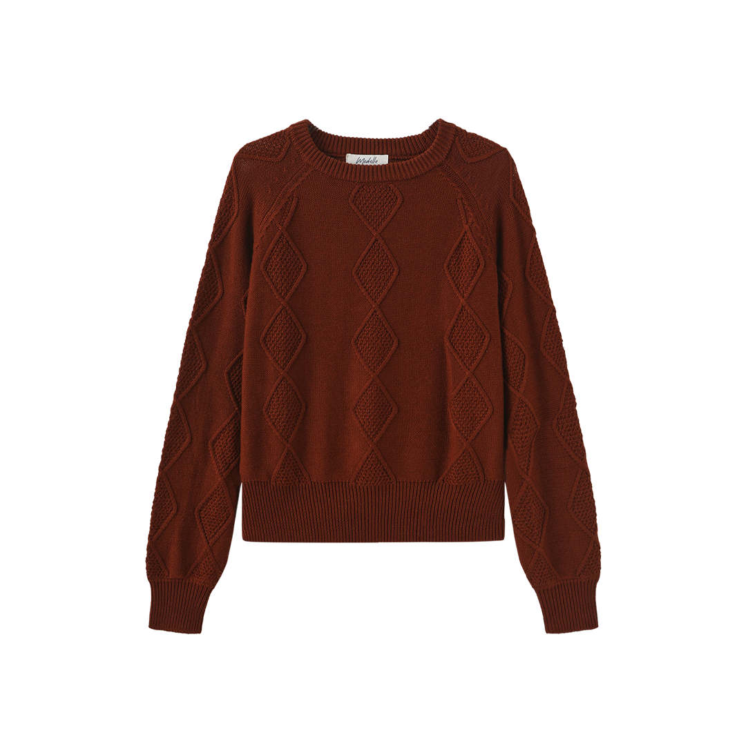 Diamond Detail Knit Crewneck Sweater