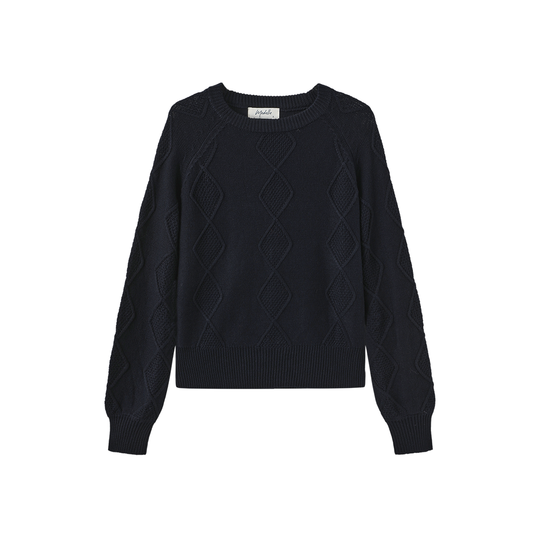 Diamond Detail Knit Crewneck Sweater