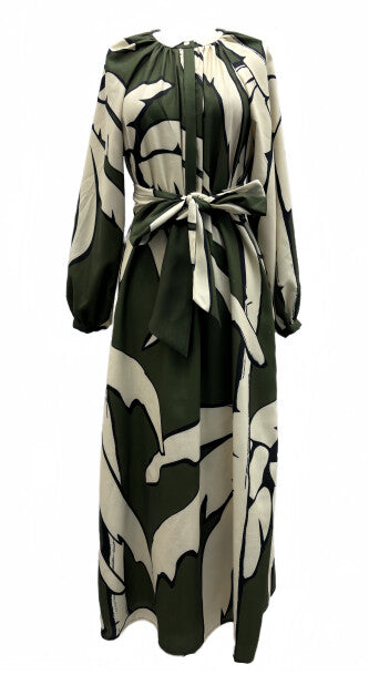 Wide Print Linen Tie Dress - Junees