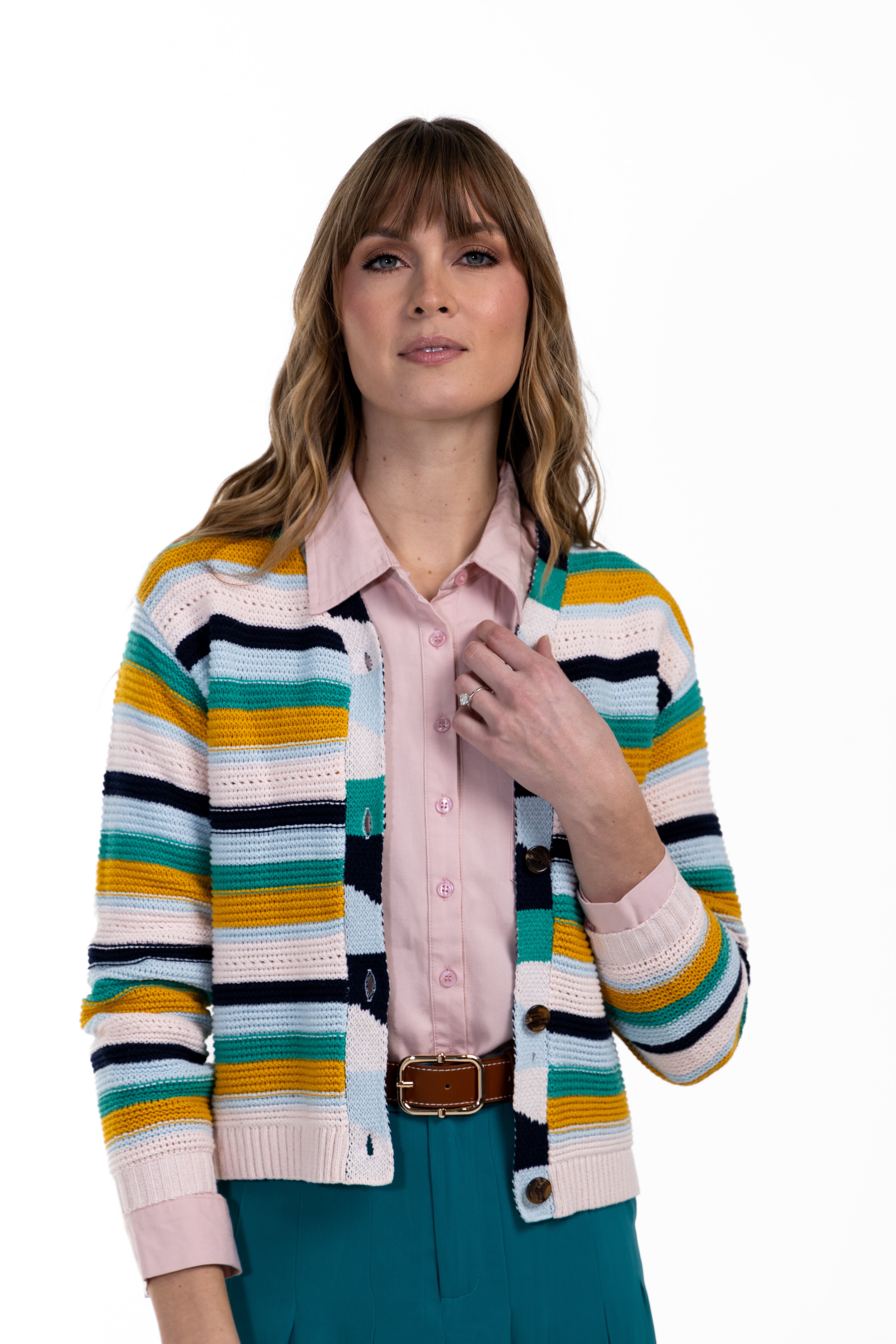 Colorful Stripe Button Down Cardigan