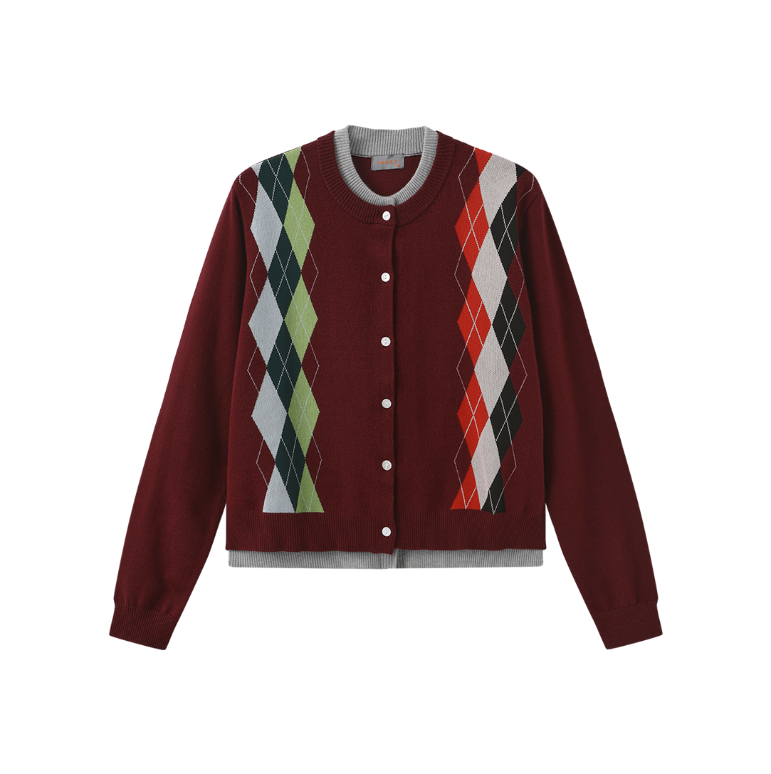 Argyle Knit Cardigan
