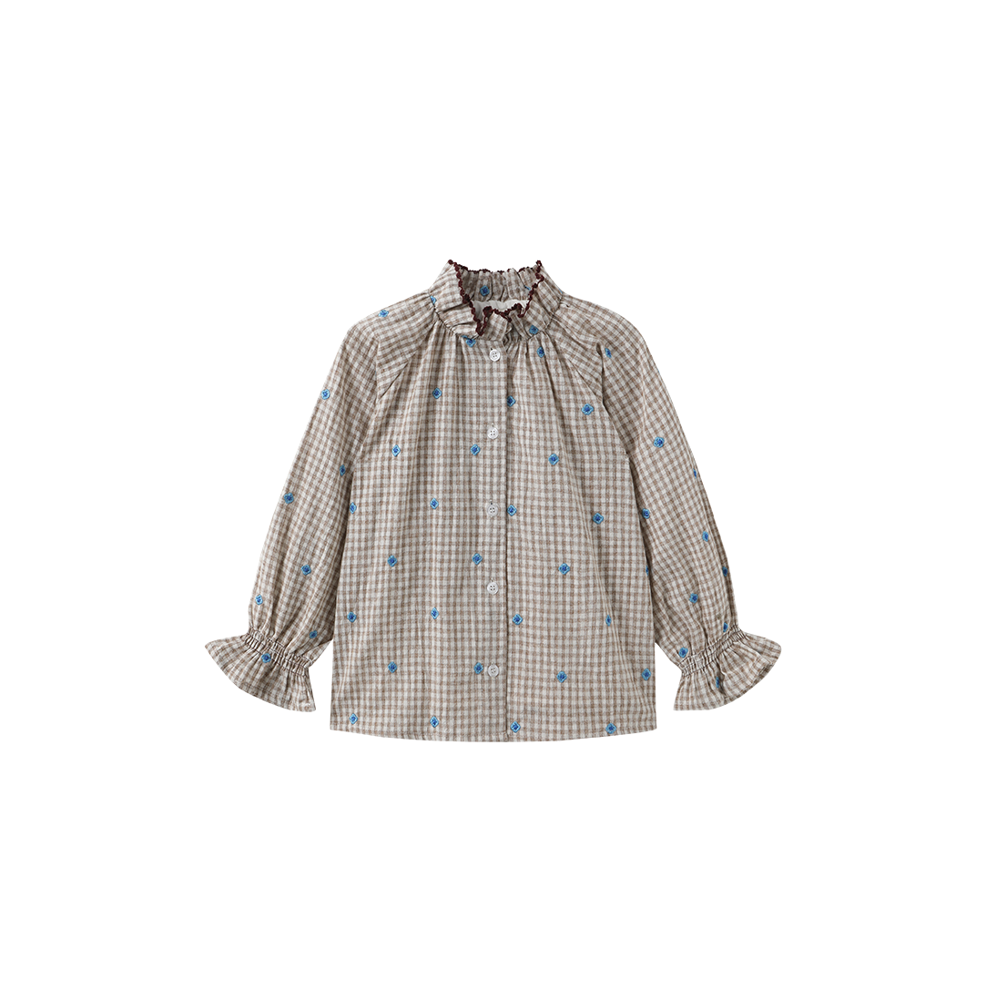 Jane Plaid Embroidered Blouse