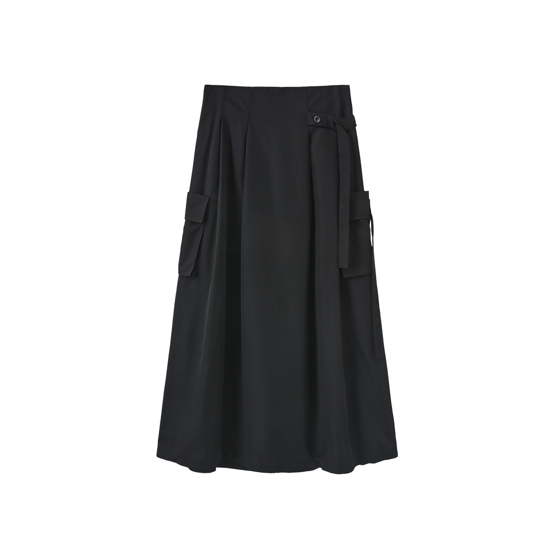 Pleated Pocket Midi Skirt