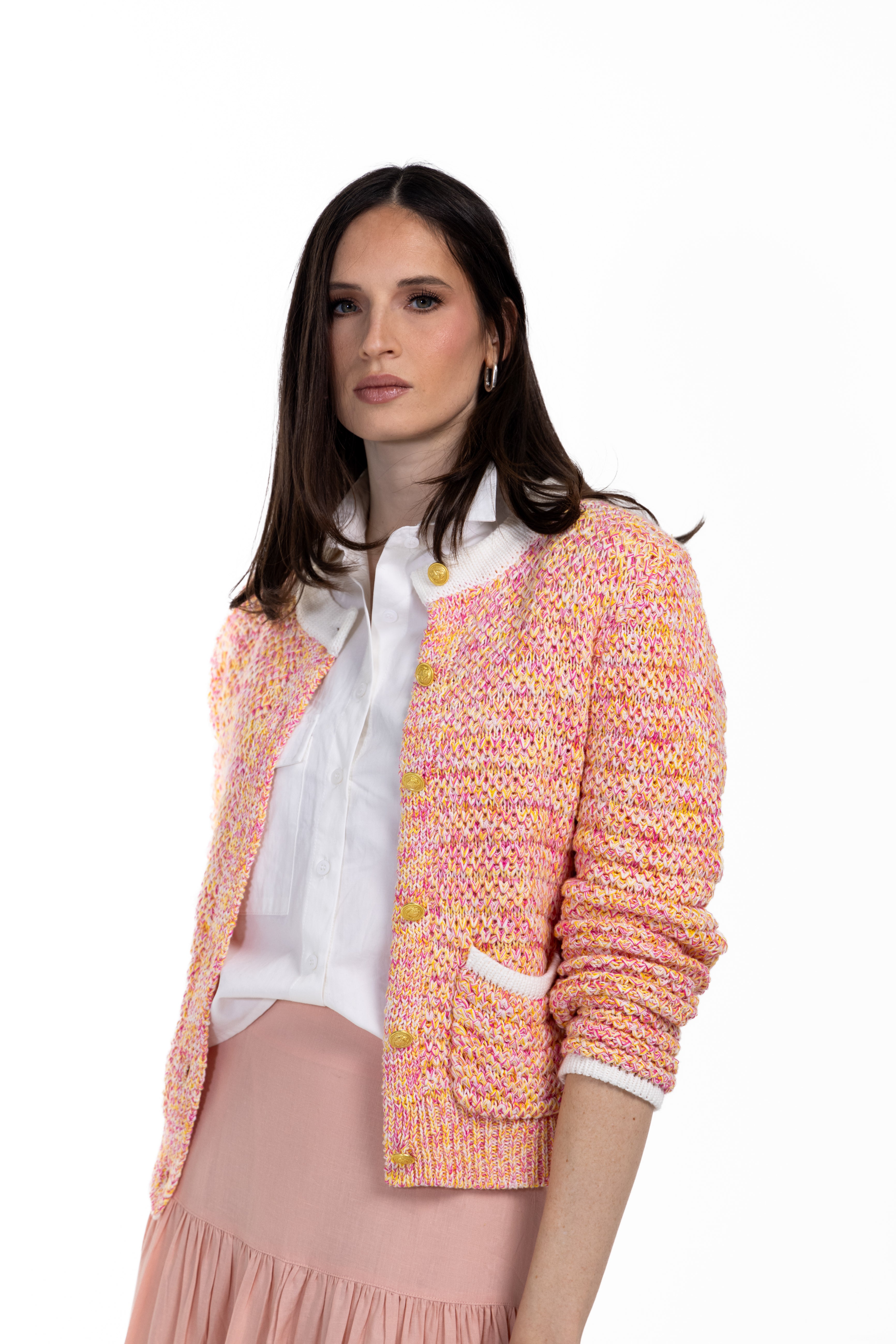 Knit Colorful Cardigan W-19585