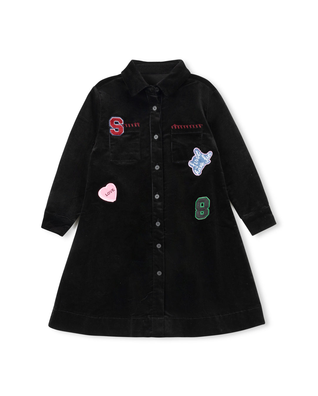 Patch Detailed Button Down Dress