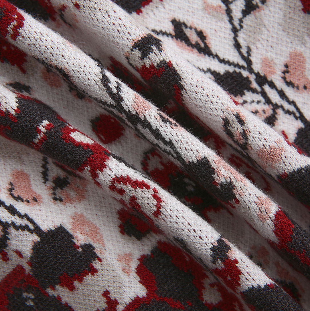 Collared Printed Knit Cardigan