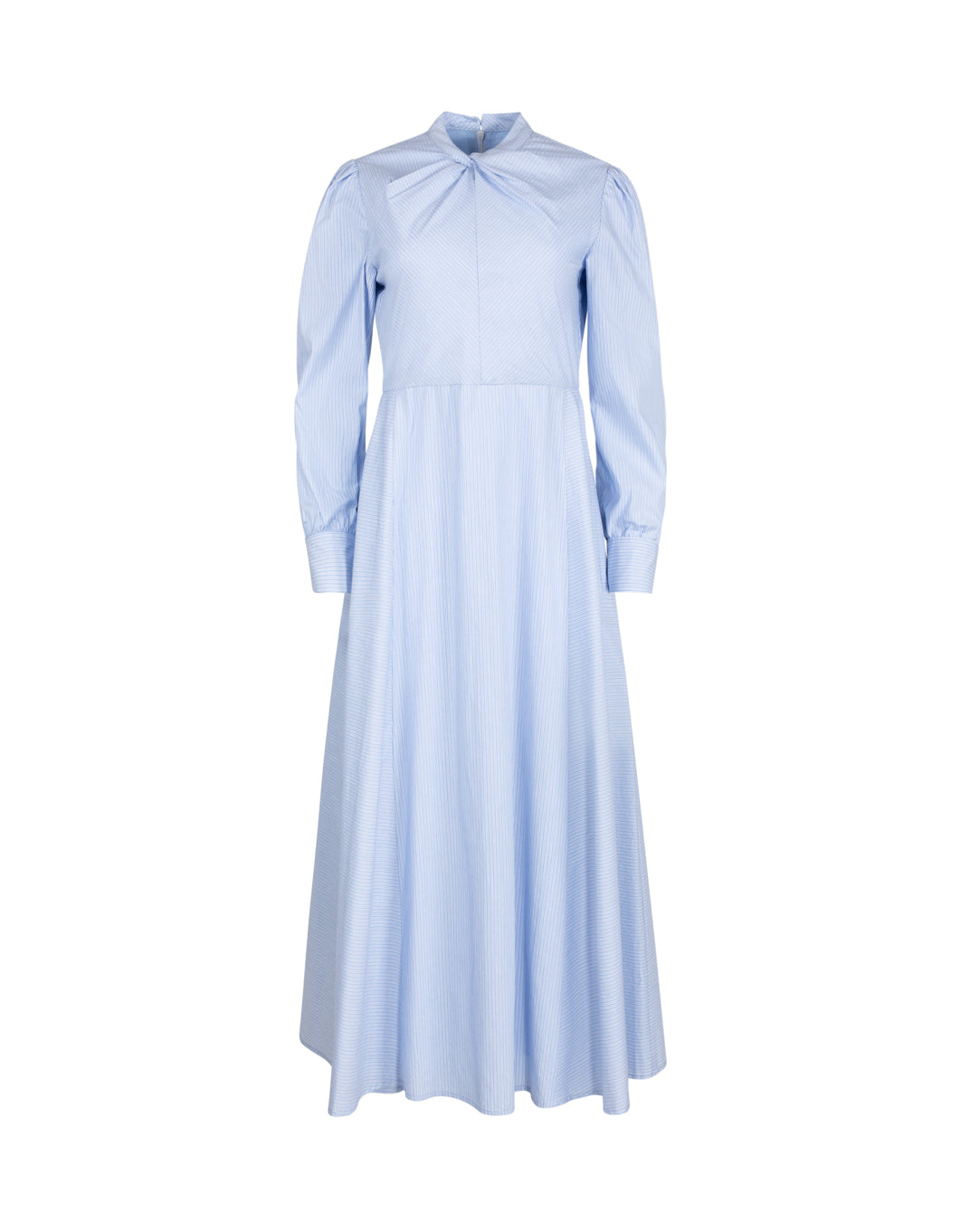 Poplin Striped Twist Neck Belted Dress