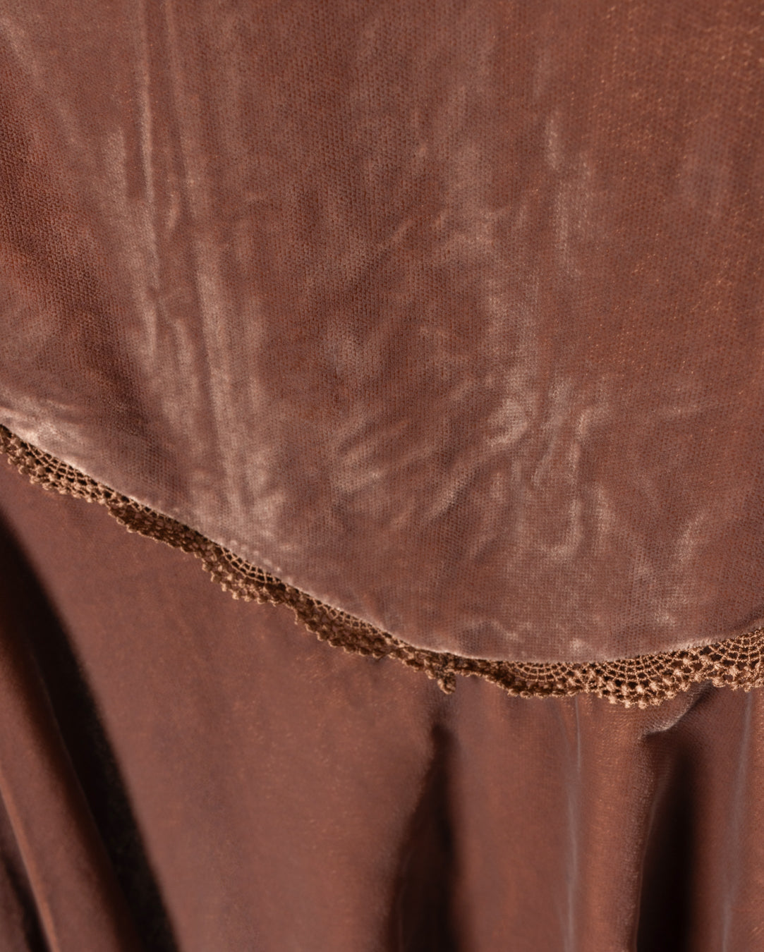 Velour And Lace Trimming Dress C-20734