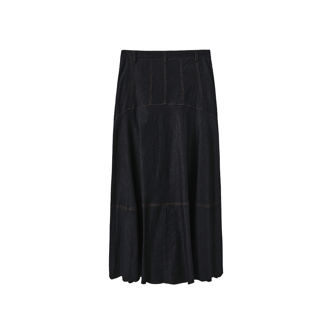 Rounded Seam Denim Skirt