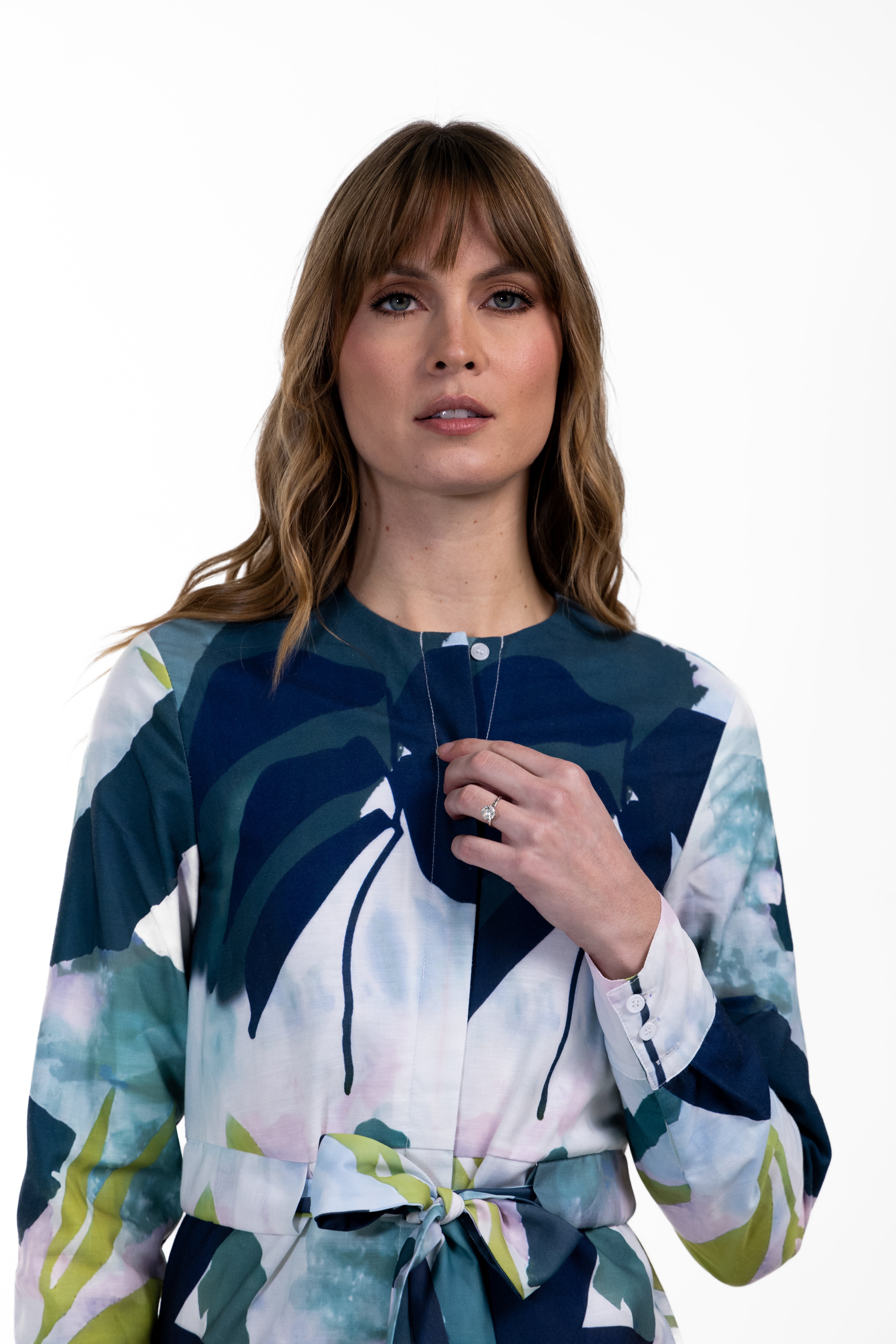 Colorful Self Belt Dress W-17858