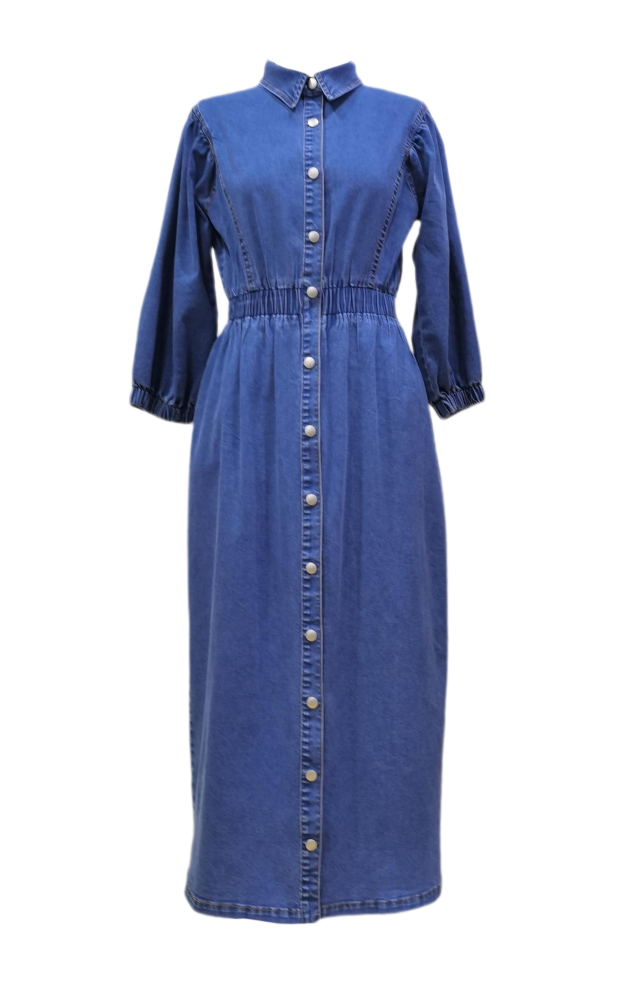 Denim Blouse Waisted Maxi Dress