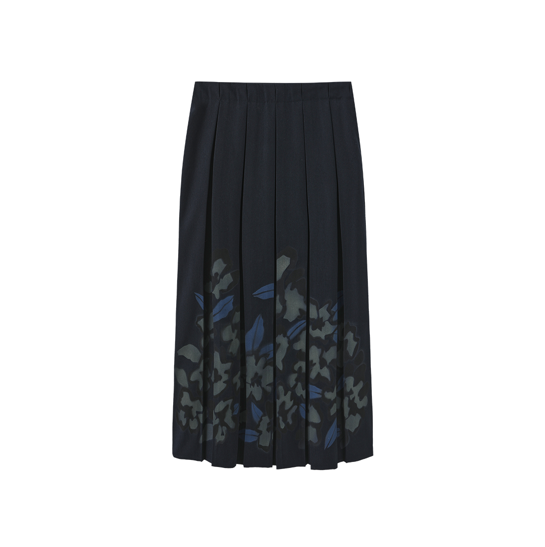 Halt Painted Pleated Midi Skirt